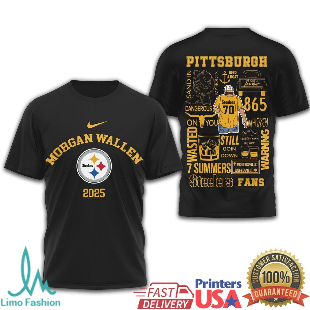 Morgan Wallen Pittsburgh ST Shirtlers 2025 NFL Fan Graphic T Shirt - Limotees LLC
