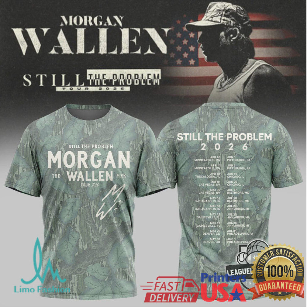 Morgan Wallen Still The Problem Tour 2026 Camo Leaves T Shirt - Limotees LLC