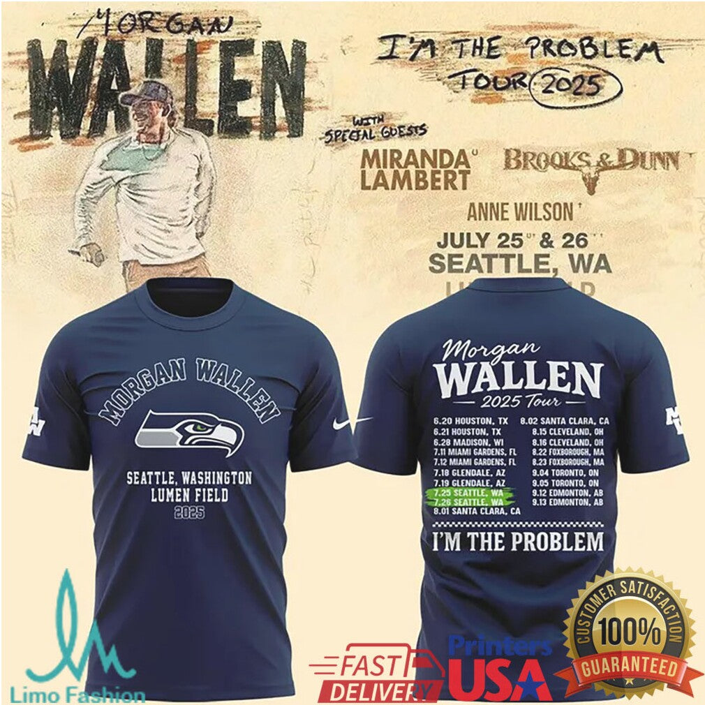 Morgan Wallen Tour 2025 Seattle Seahawks Edition Concert Dates Hoodie - Limotees LLC