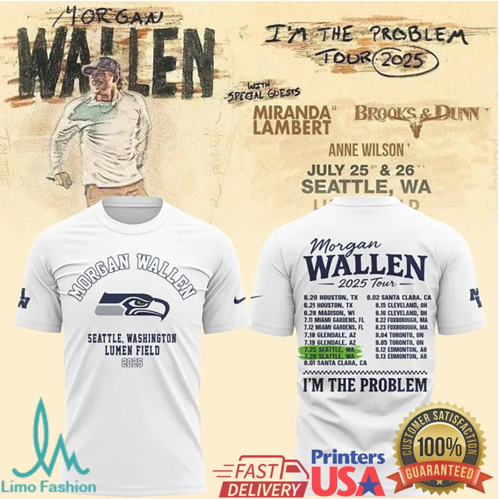 Morgan Wallen Tour 2025 Seattle Seahawks Edition Concert Dates Hoodie - Limotees LLC