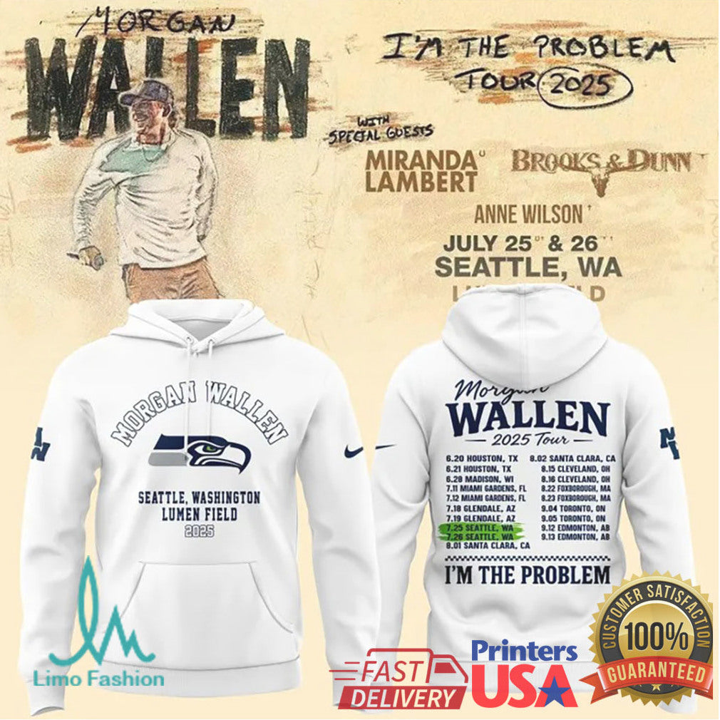 Morgan Wallen Tour 2025 Seattle Seahawks Edition Concert Dates Hoodie - Limotees LLC
