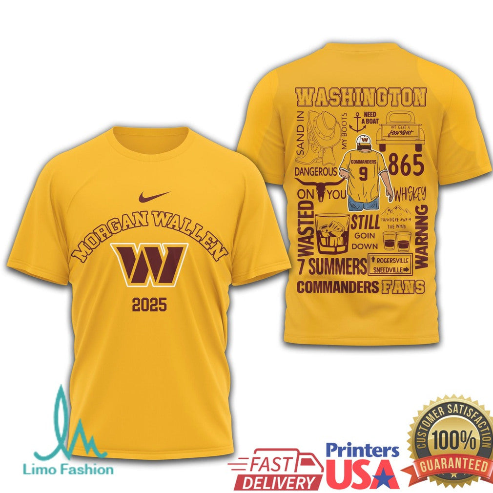 Morgan Wallen Washington Commanders 2025 Fan Souvenir T Shirt - Limotees LLC