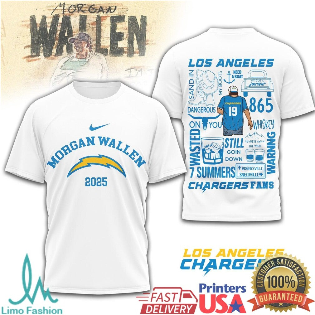 Morgan Wallen x LA Chargers 2025 Concert T Shirt Bolt Up Country Fan T Shirt - Limotees LLC