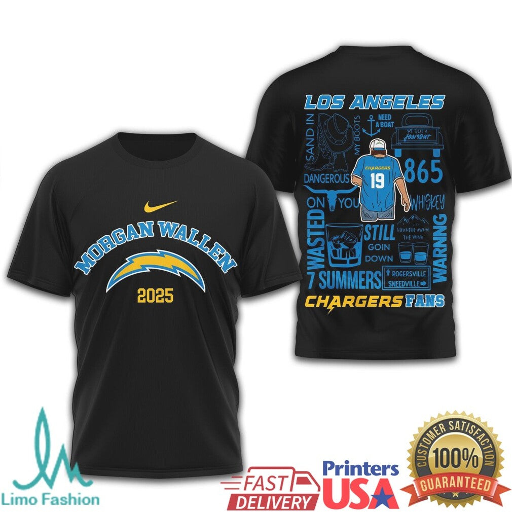 Morgan Wallen x LA Chargers 2025 Concert T Shirt Bolt Up Country Fan T Shirt - Limotees LLC