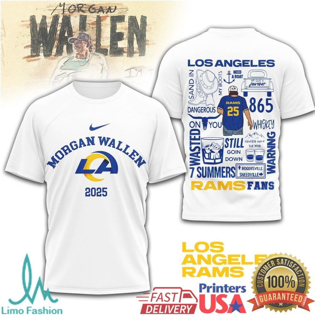 Morgan Wallen x Los Angeles Rams 2025 Tour T Shirt Rams Country Fan Gear - Limotees LLC