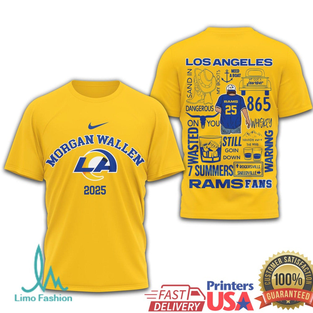 Morgan Wallen x Los Angeles Rams 2025 Tour T Shirt Rams Country Fan Gear - Limotees LLC