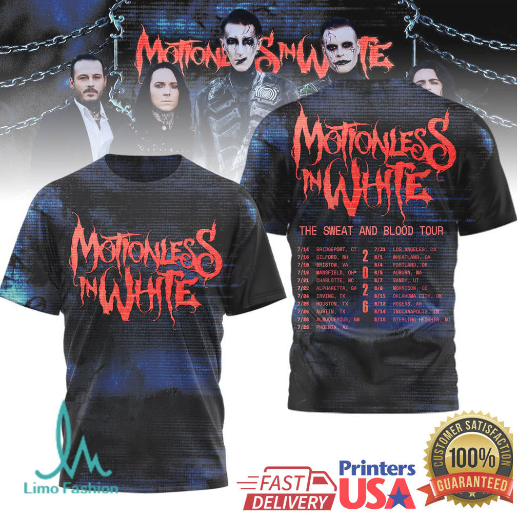 Motionless In White The Sweat and Blood Tour 2026 Band Hoodie & Shirt - Limotees LLC