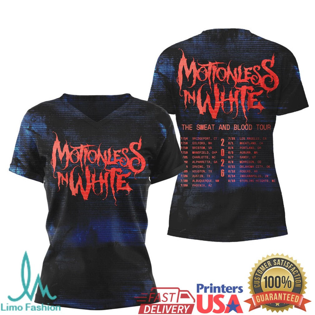 Motionless In White The Sweat and Blood Tour 2026 Band Hoodie & Shirt - Limotees LLC