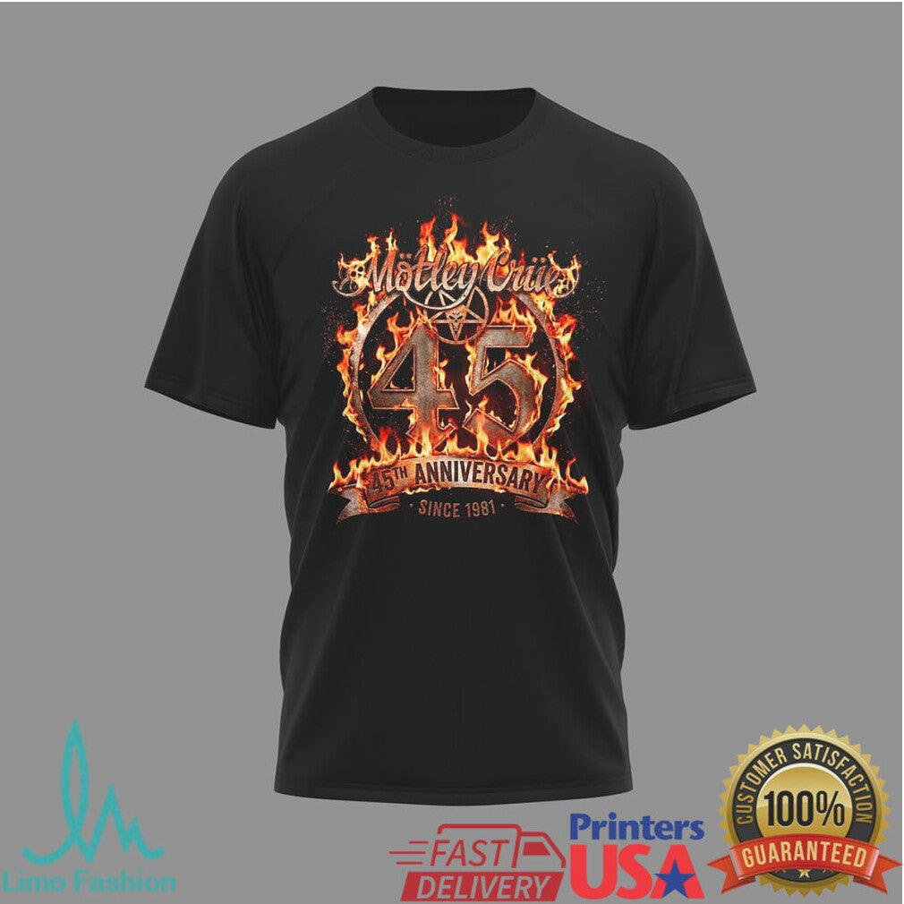 Mötley Crüe 45th Anniversary Since 1981 Rock Band Tour T Shirt - Limotees LLC