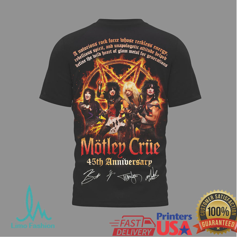 Mötley Crüe 45th Anniversary Since 1981 Rock Band Tour T Shirt - Limotees LLC