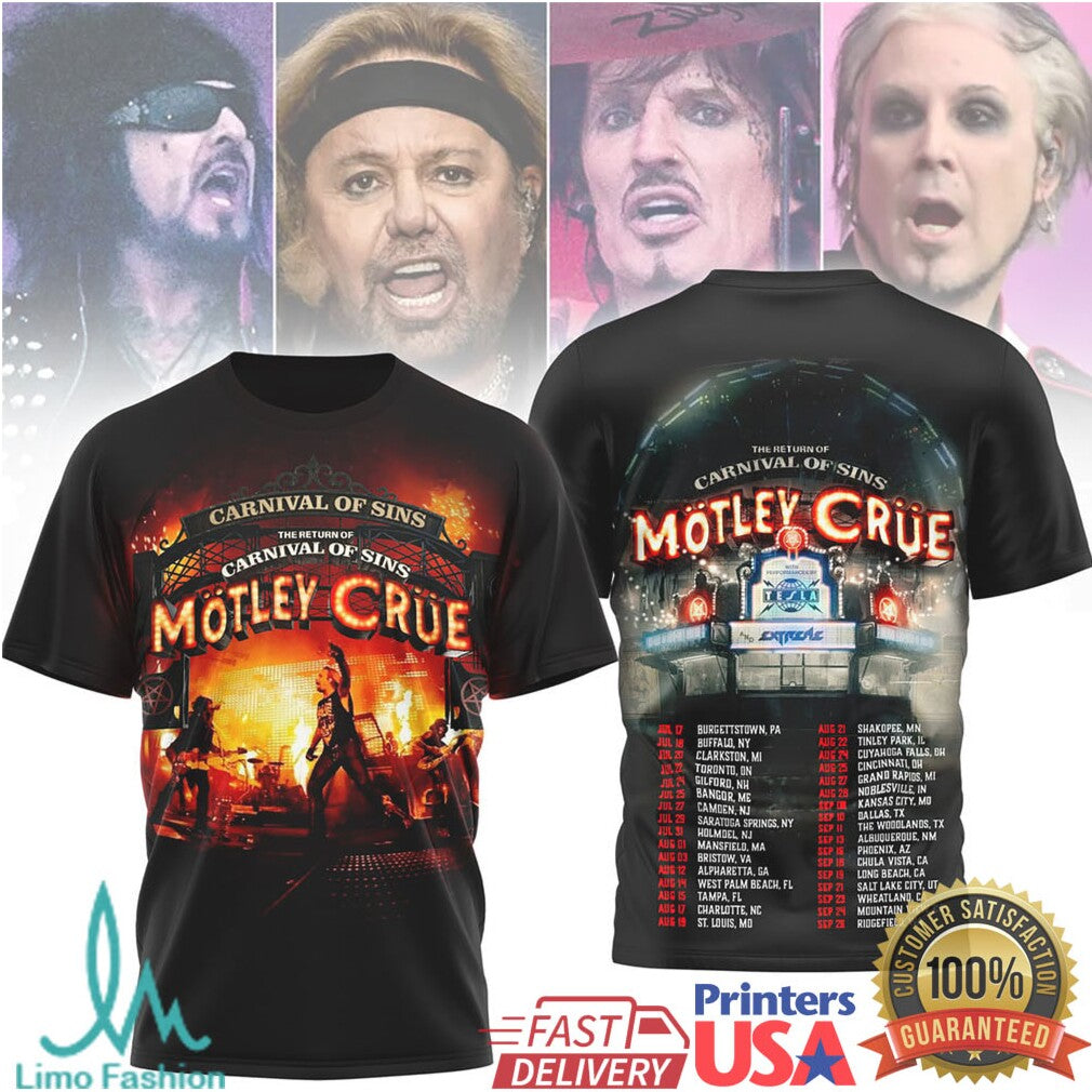 Motley Crue Carnival of Sins Return Tour 2026 Concert T Shirt - Limotees LLC