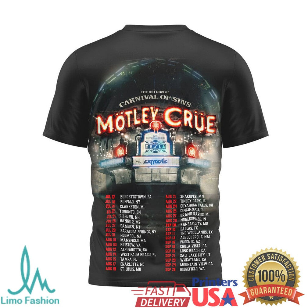 Motley Crue Carnival of Sins Return Tour 2026 Concert T Shirt - Limotees LLC