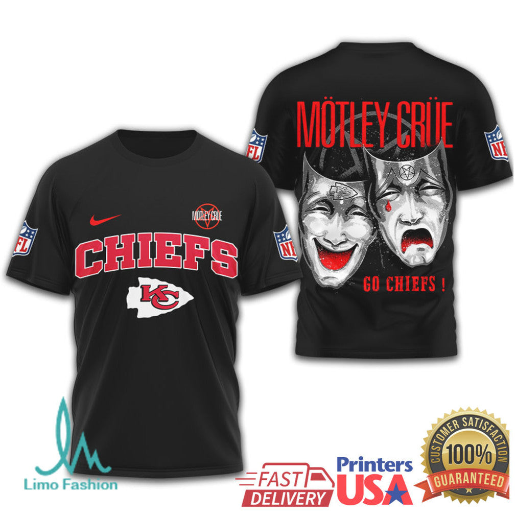 Mötley Crüe x Kansas City Chiefs NFL Drama Masks Black T Shirt