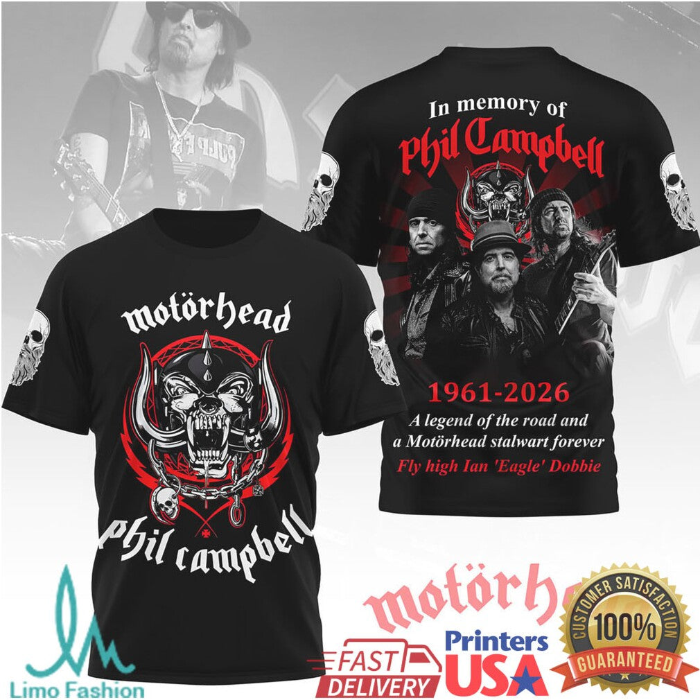 Motörhead In Memory of Phil Campbell 1961 2026 Tribute T Shirt - Limotees LLC