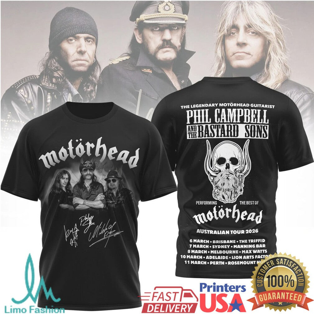 Motorhead Phil Campbell and the Bastard Sons 2026 Australian Tour T Shirt - Limotees LLC