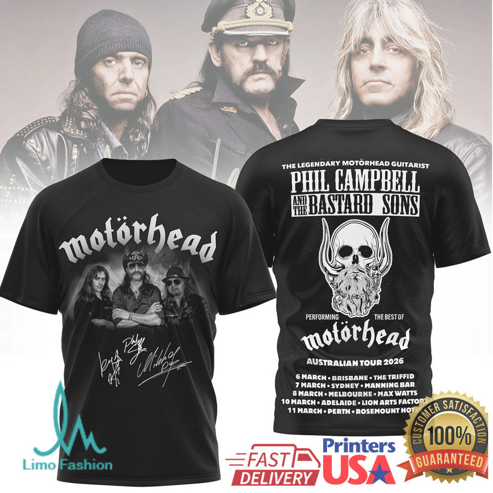 Motorhead Phil Campbell and the Bastard Sons 2026 Australian Tour T Shirt - Limotees LLC