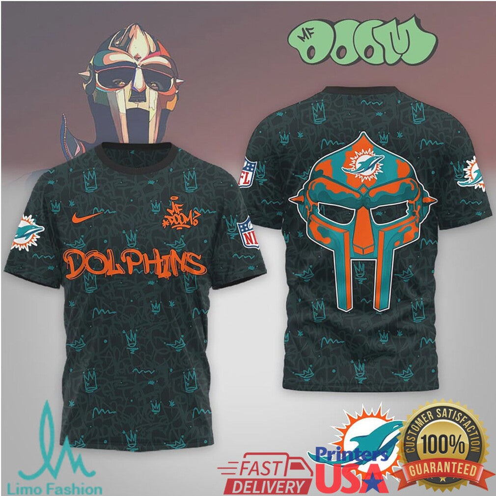 Miami Dolphins Official NFL x MF DOOM 3D Shirt - Limotees LLC