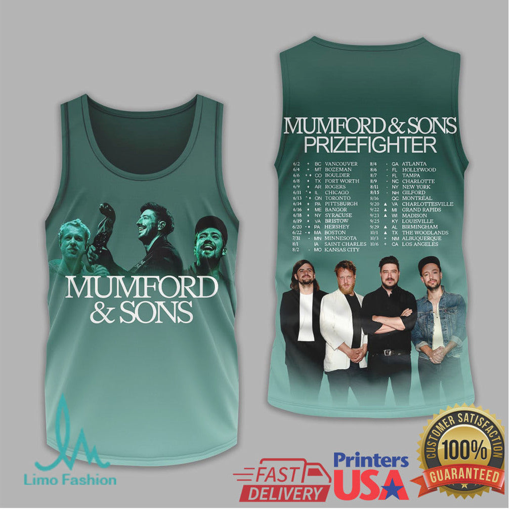 Mumford & Sons Prizefighter Tour Dates Teal Band T Shirt - Limotees LLC