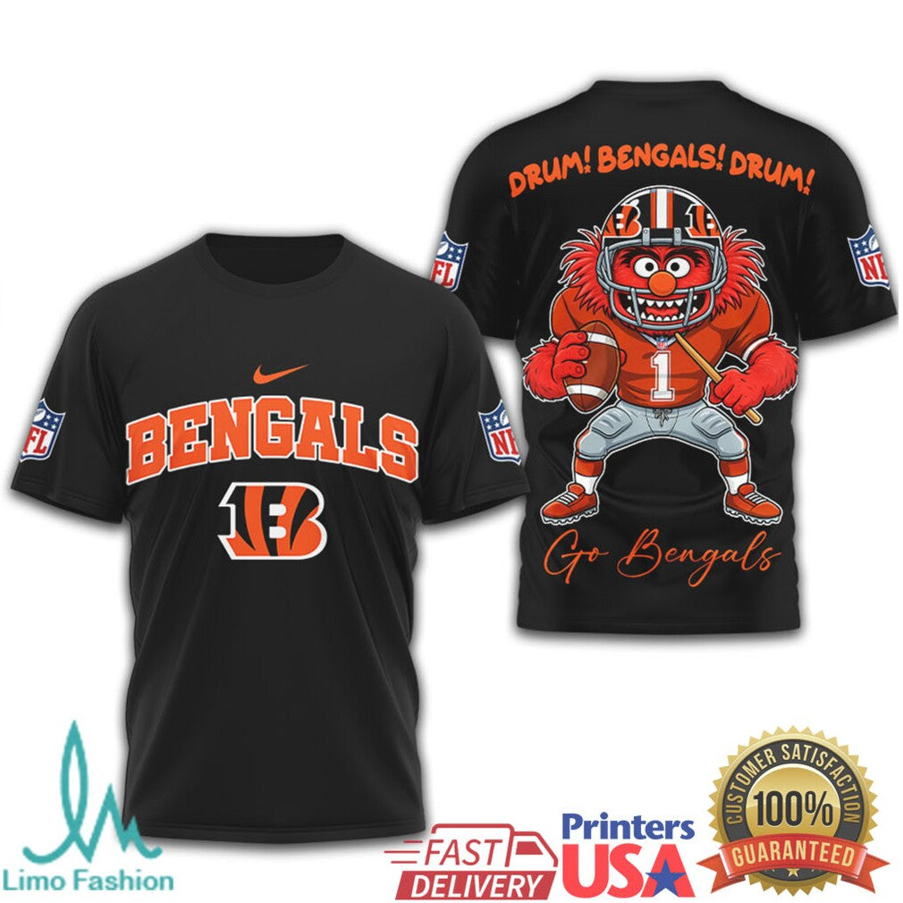 Muppets Animal Cincinnati Bengals Drum Bengals Drum NFL T Shirt - Limotees LLC