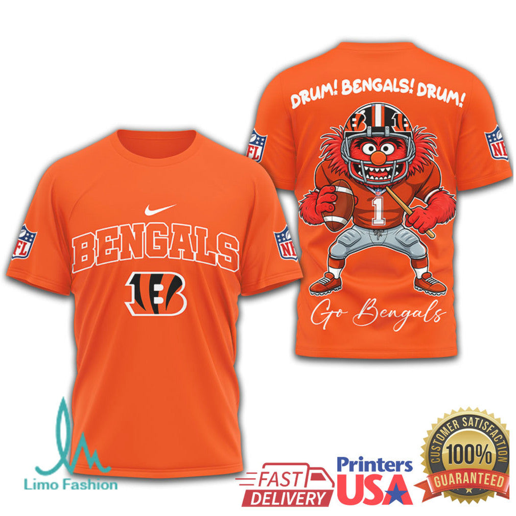 Muppets Animal Cincinnati Bengals Drum Bengals Drum NFL T Shirt - Limotees LLC