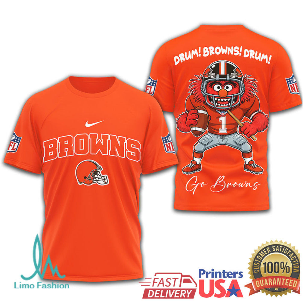 Muppets Animal Cleveland Browns Drum Browns Drum NFL T Shirt - Limotees LLC
