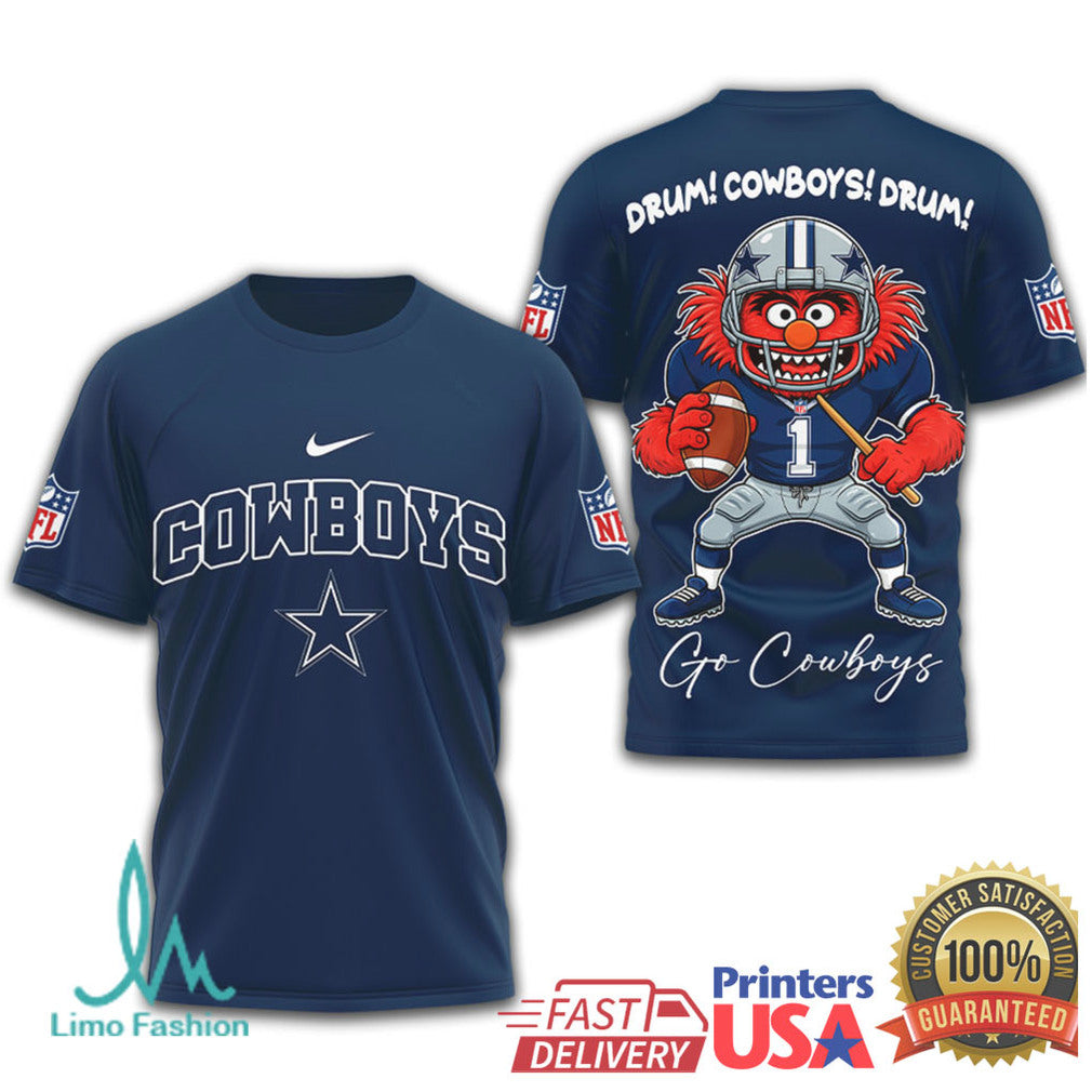 Muppets Animal Dallas Cowboys Drum Cowboys Drum NFL T Shirt - Limotees LLC