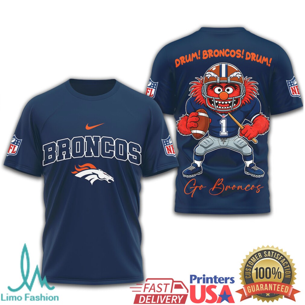 Muppets Animal Denver Broncos Drum! Broncos! Drum! NFL Graphic T Shirt - Limotees LLC