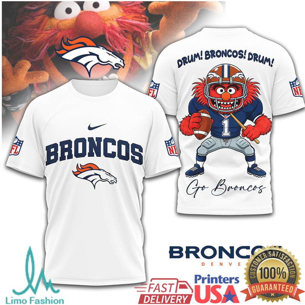 Muppets Animal Denver Broncos Drum Broncos Drum NFL T Shirt - Limotees LLC