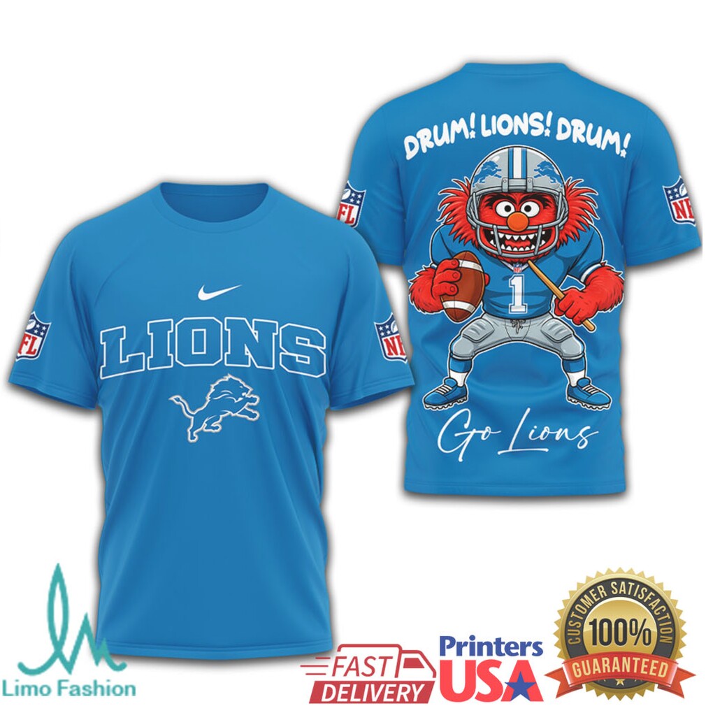 Muppets Animal Detroit Lions Drum Lions Drum NFL T Shirt - Limotees LLC