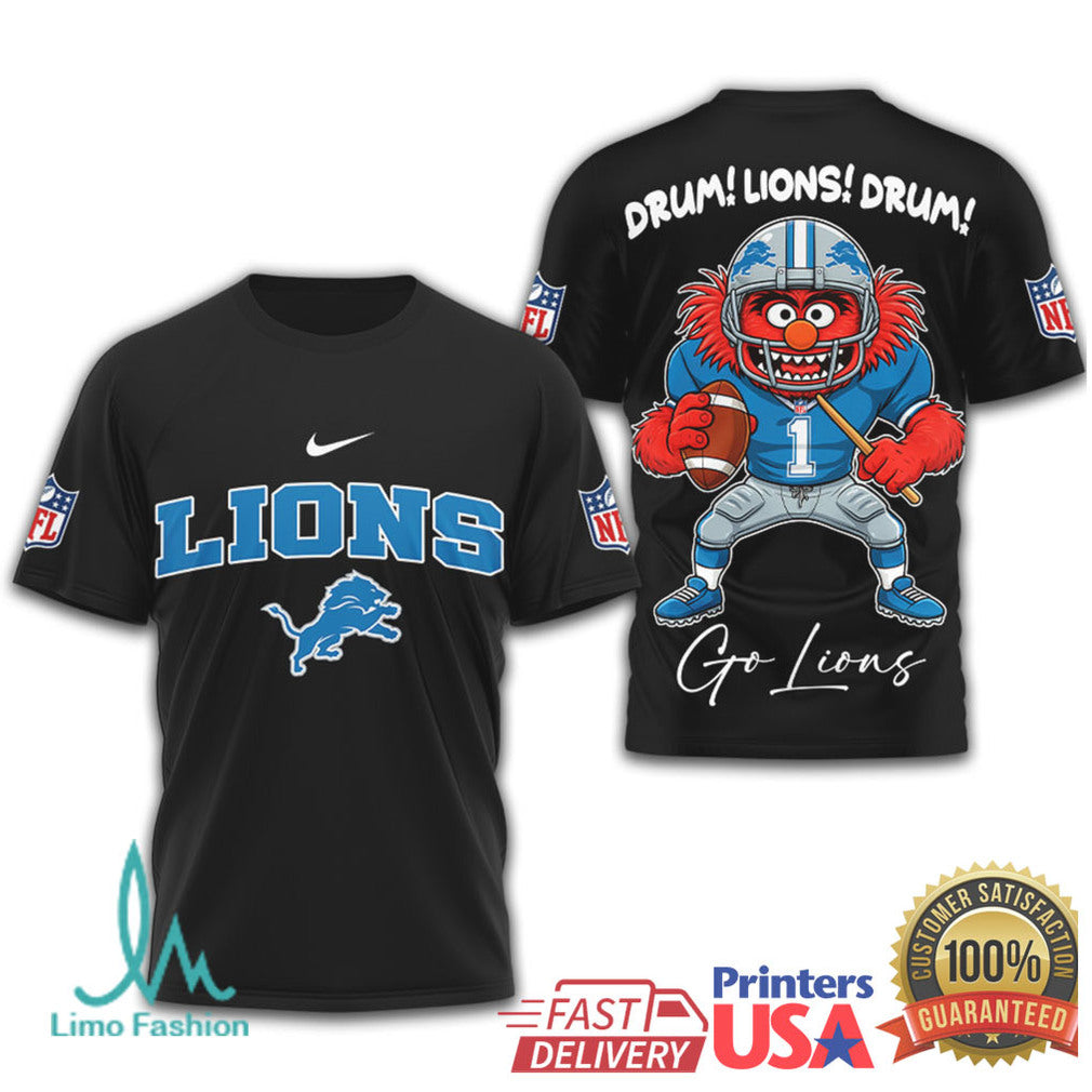Muppets Animal Detroit Lions Drum Lions Drum NFL T Shirt - Limotees LLC