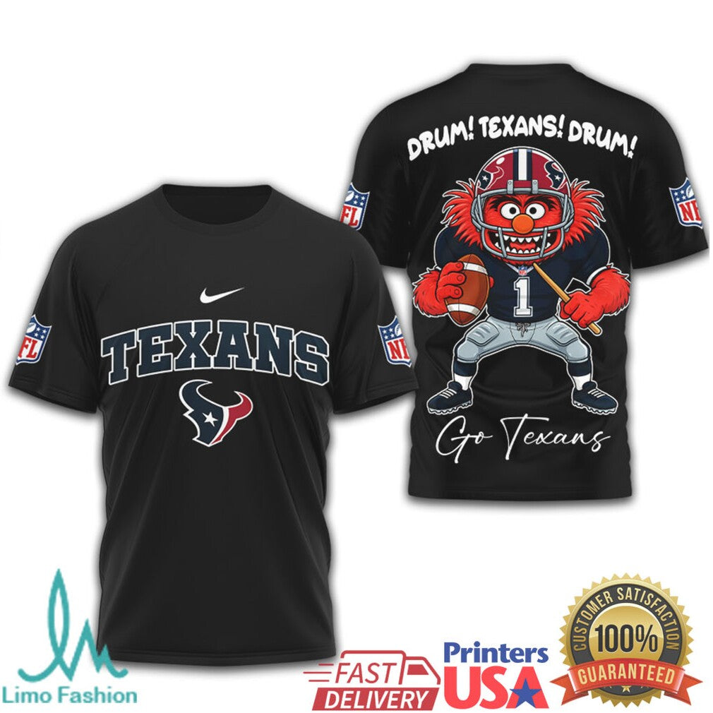 Muppets Animal Houston Texans Drum Texans Drum NFL T Shirt - Limotees LLC