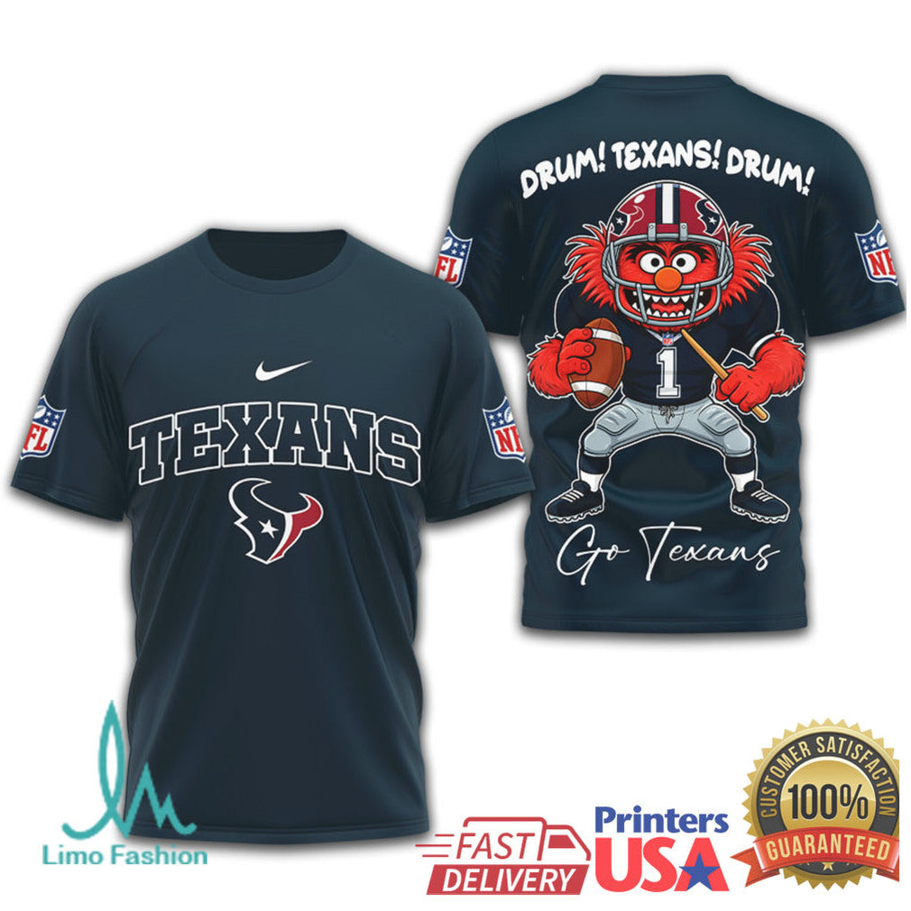 Muppets Animal Houston Texans Drum Texans Drum NFL T Shirt - Limotees LLC