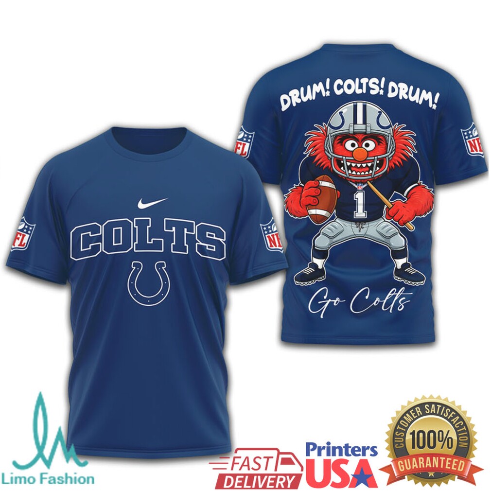 Muppets Animal Indianapolis Colts Drum! Colts! Drum! NFL Graphic T Shirt - Limotees LLC