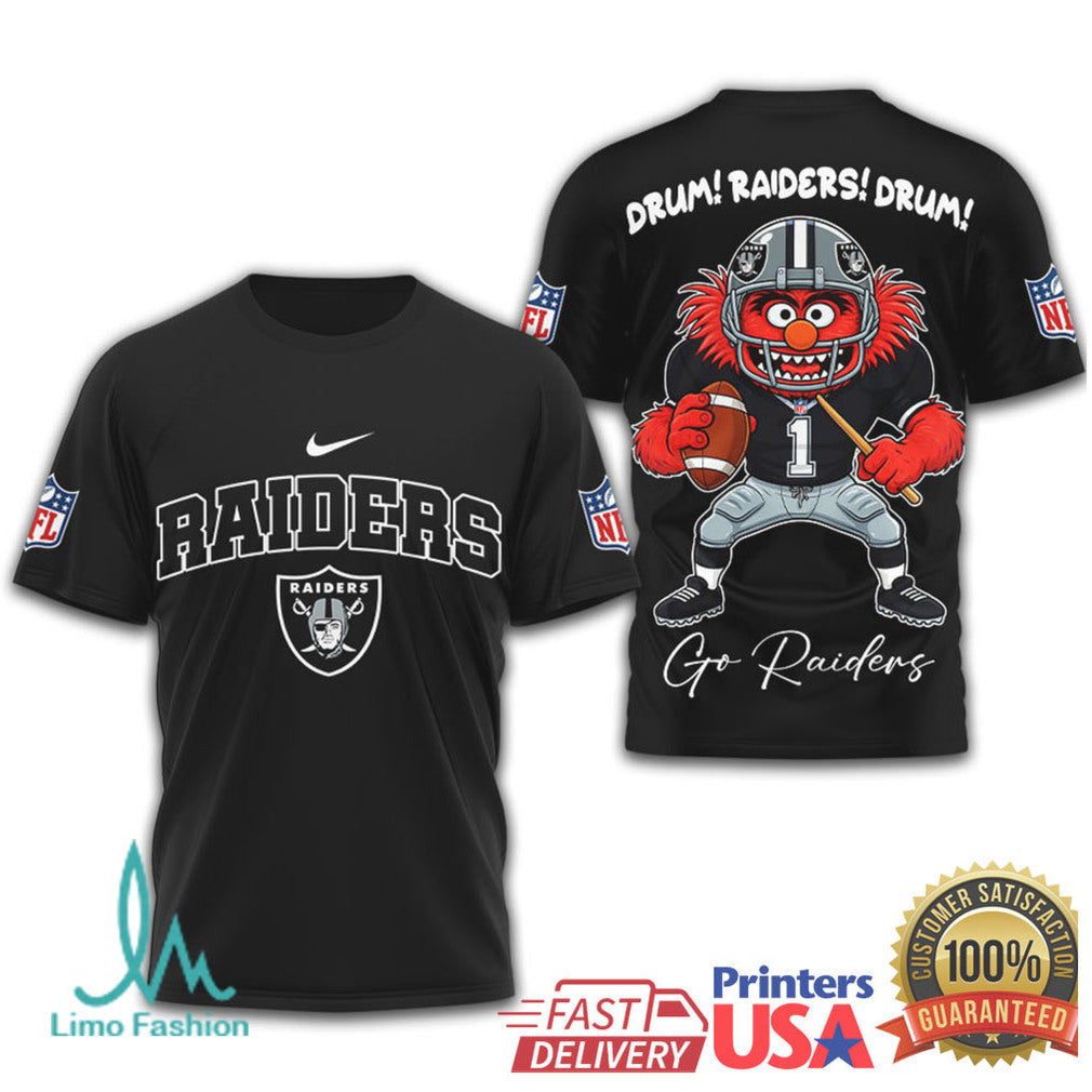 Muppets Animal Las Vegas Raiders Drum Raiders Drum NFL T Shirt - Limotees LLC
