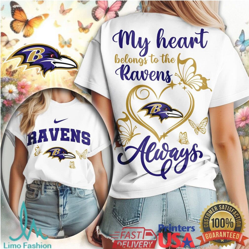 My Heart Belongs To The Baltimore Ravens Always Fan T Shirt - Limotees LLC
