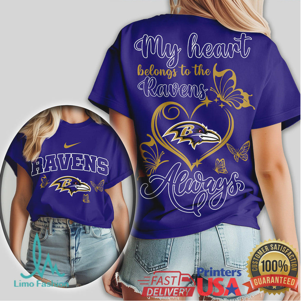 My Heart Belongs To The Baltimore Ravens Always Fan T Shirt - Limotees LLC