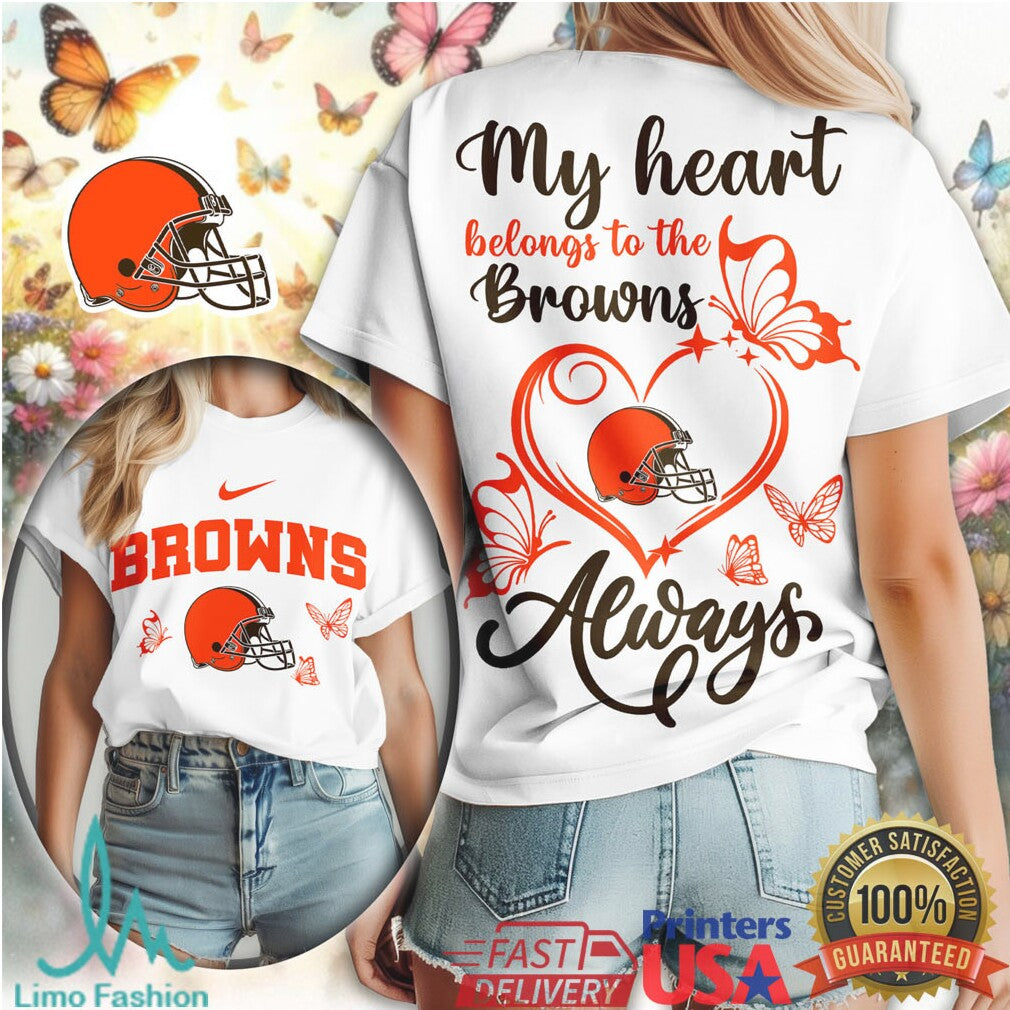 My Heart Belongs To The Cleveland Browns Always Fan T Shirt - Limotees LLC