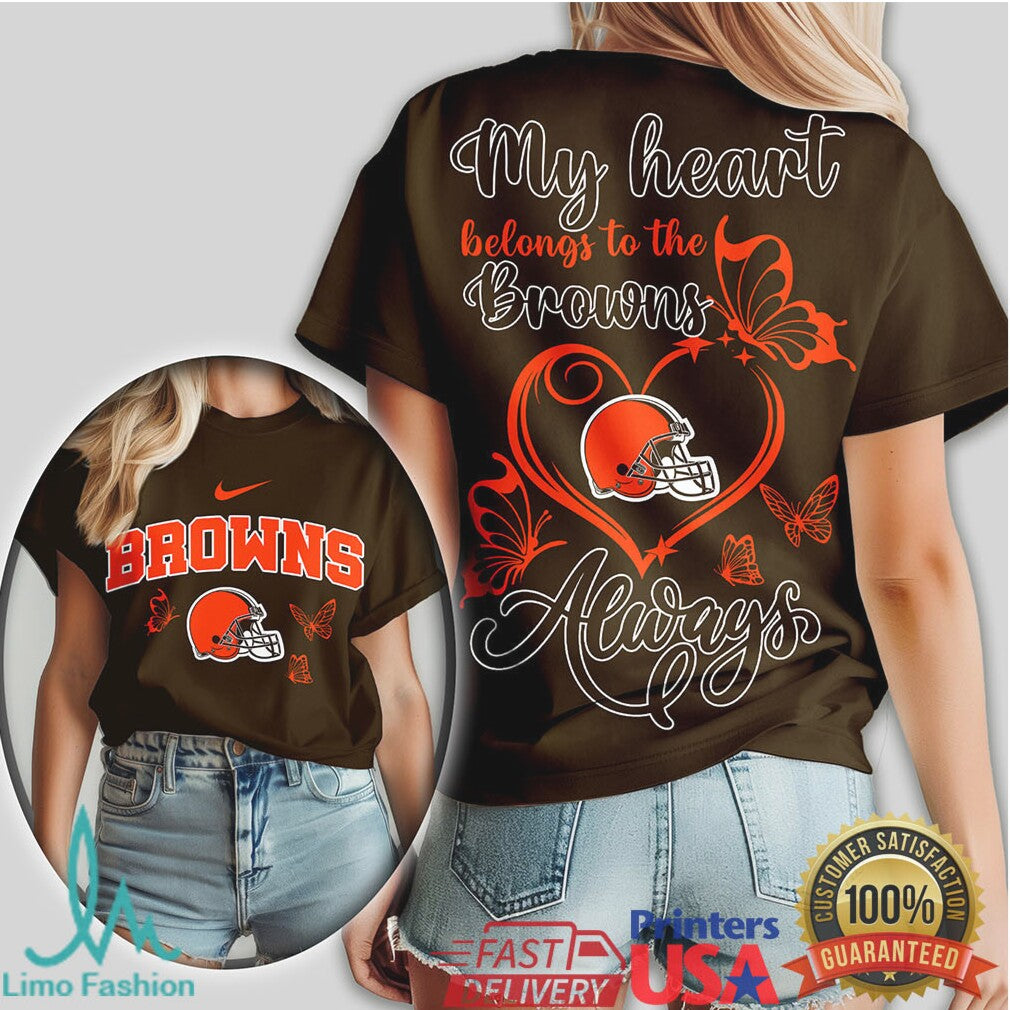 My Heart Belongs To The Cleveland Browns Always Fan T Shirt - Limotees LLC