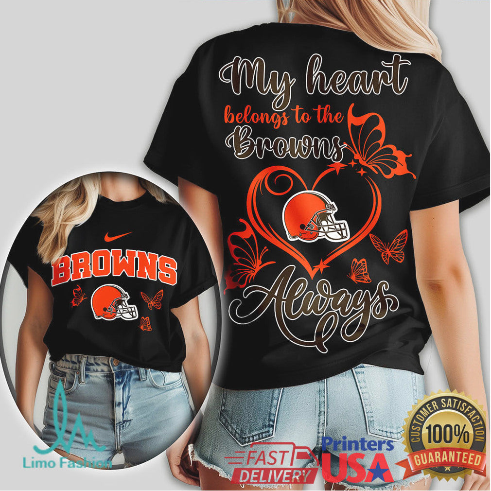 My Heart Belongs To The Cleveland Browns Always Fan T Shirt - Limotees LLC