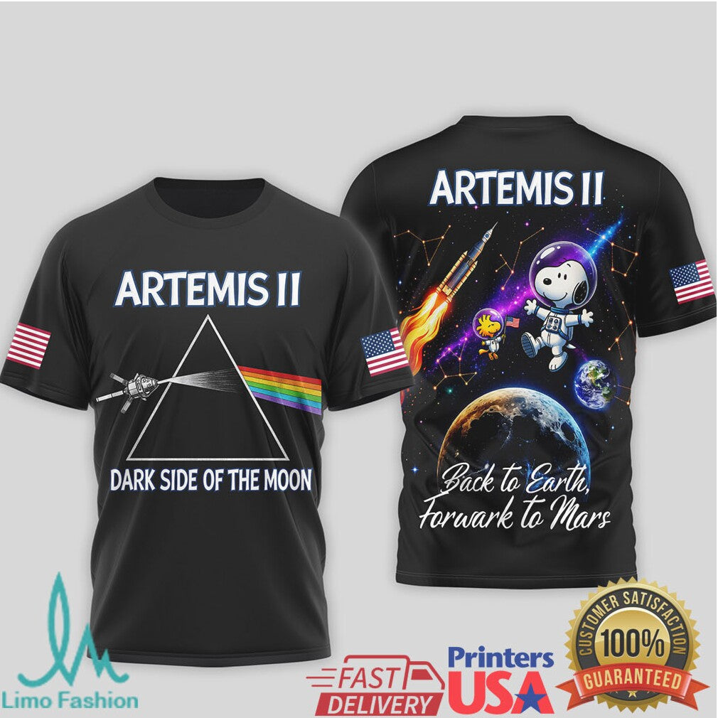 NASA Artemis II Dark Side of the Moon Snoopy Space Mission T Shirt - Limotees LLC