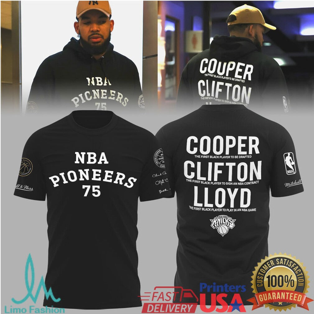NBA Pioneers 75 Cooper Clifton Lloyd New York Knicks History Tribute T Shirt - Limotees LLC