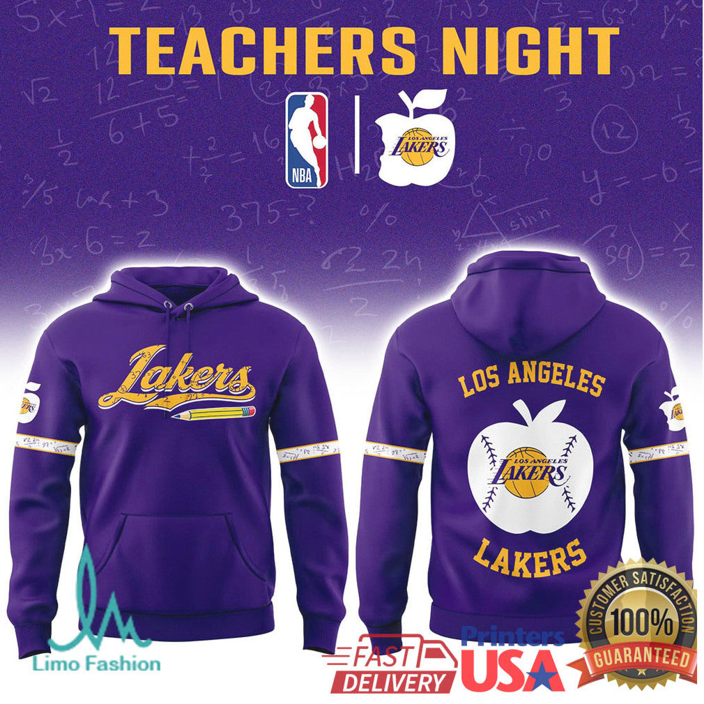 NBA Teachers Night Los Angeles Lakers Apple Pencil Graphic Apparel T Shirt - Limotees LLC