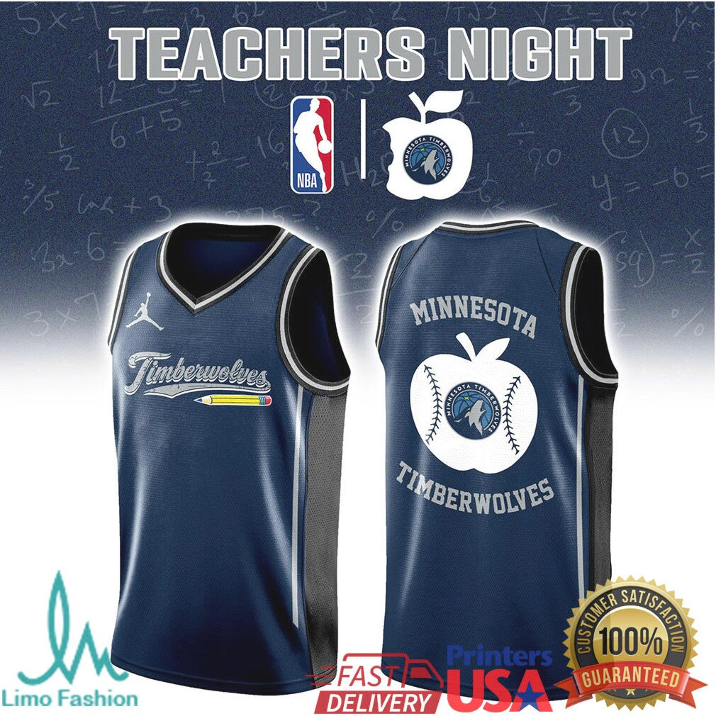 NBA Teachers Night Minnesota Timberwolves Apple Logo Teacher Gift T Shirt - Limotees LLC