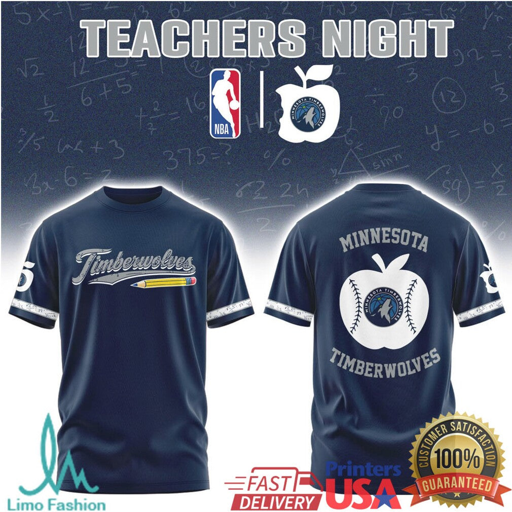 NBA Teachers Night Minnesota Timberwolves Apple Logo Teacher Gift T Shirt - Limotees LLC