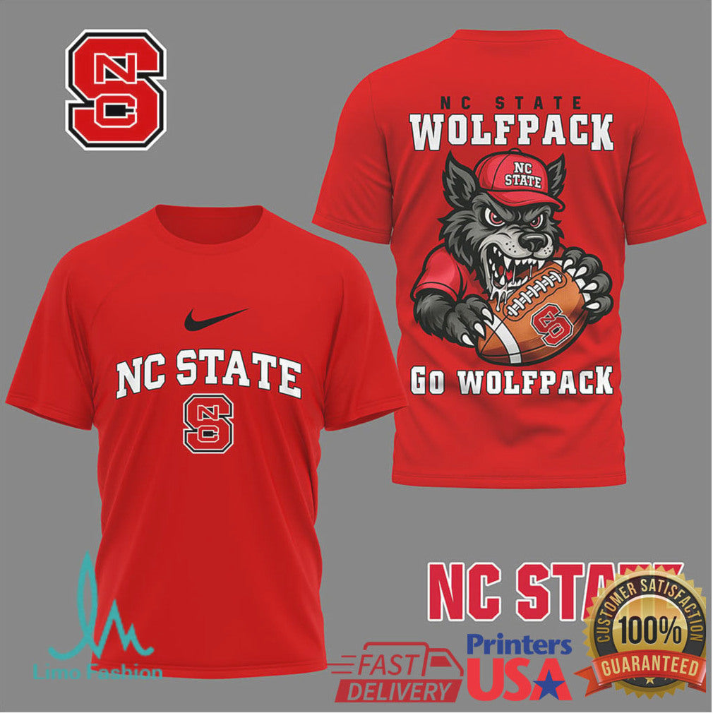 NC State Wolfpack “Go Wolfpack” Angry Wolf Football T Shirt - Limotees LLC