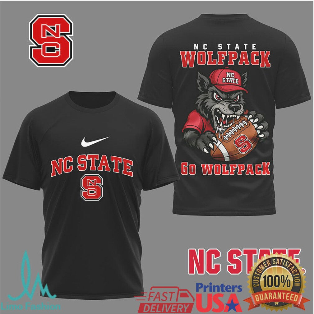 NC State Wolfpack “Go Wolfpack” Angry Wolf Football T Shirt - Limotees LLC
