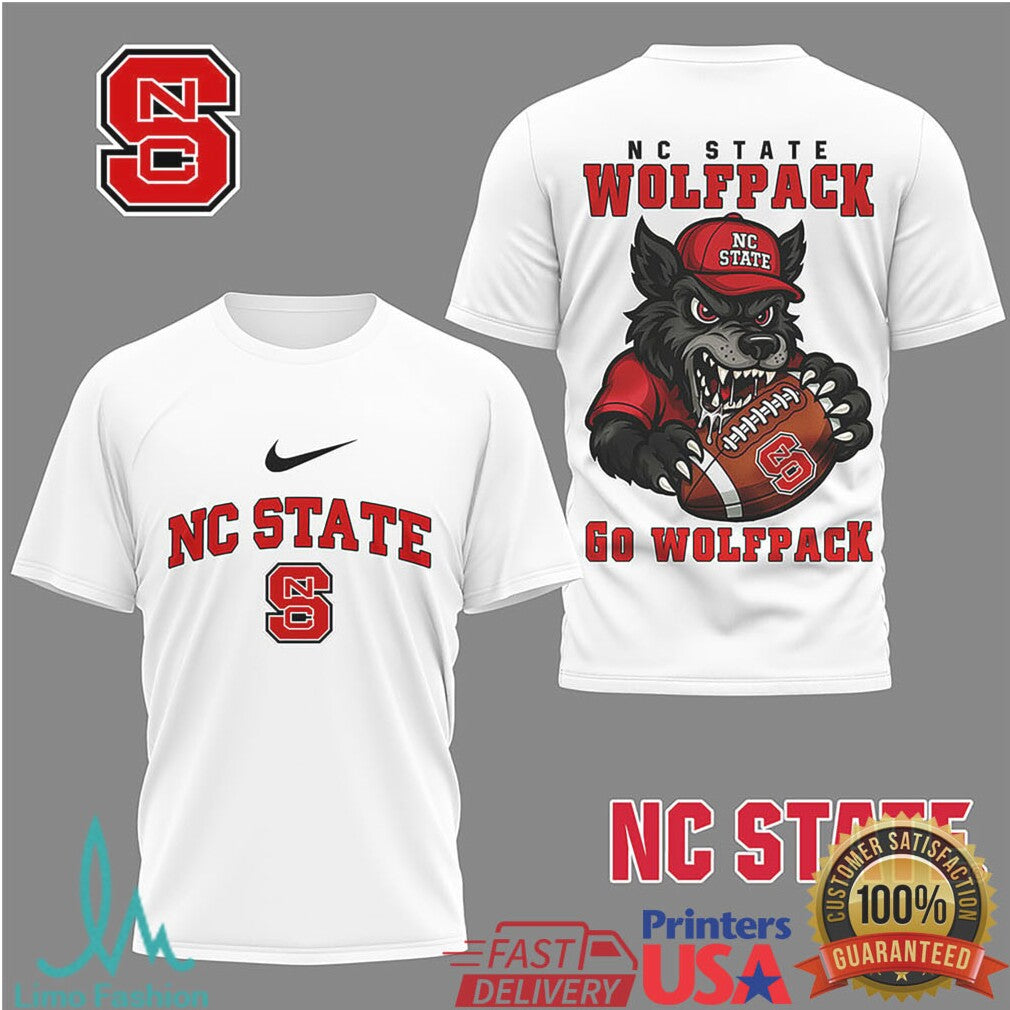NC State Wolfpack “Go Wolfpack” Angry Wolf Football T Shirt - Limotees LLC