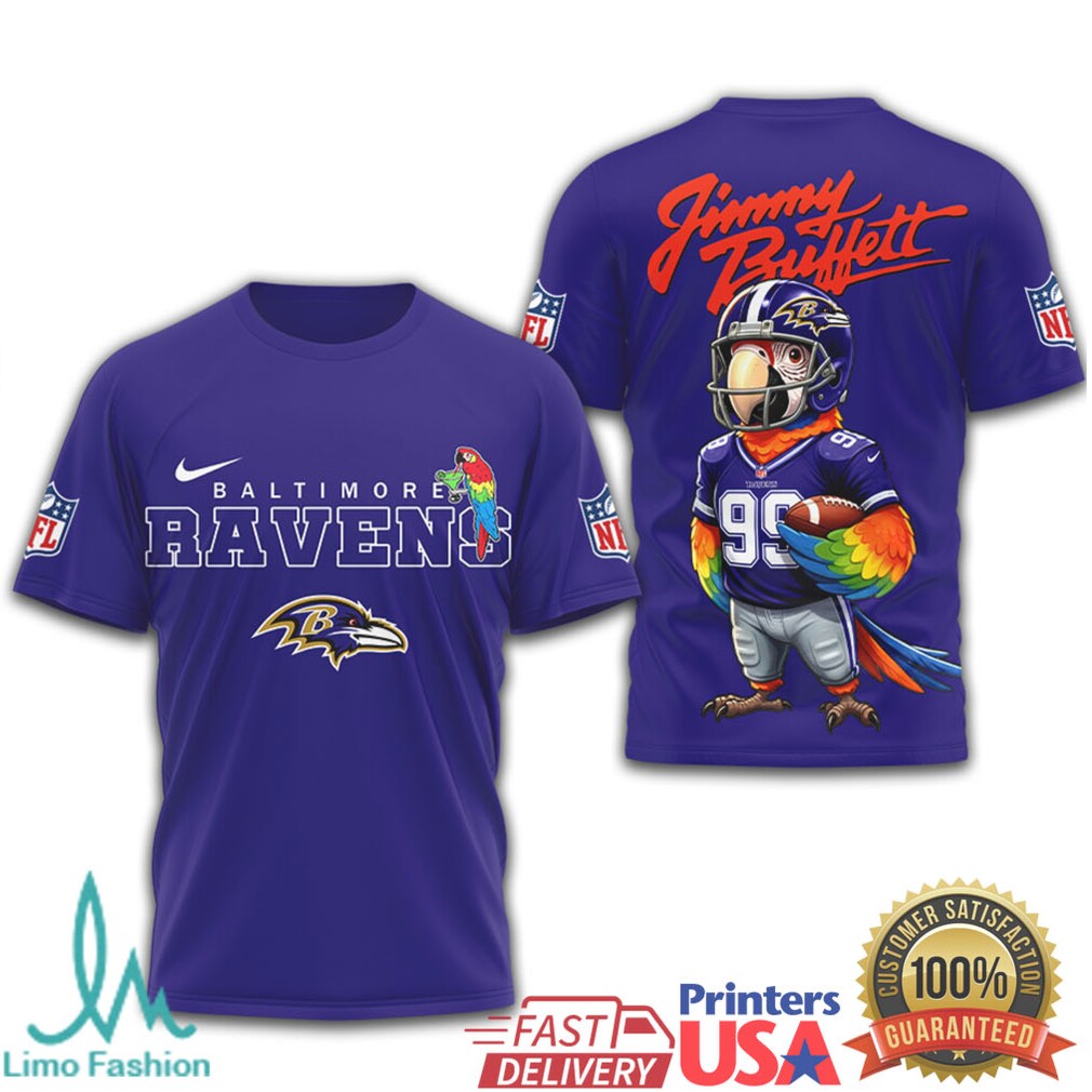 NFL Baltimore Ravens Jimmy Buffett Parrot Head Mascot T Shirt - Limotees LLC
