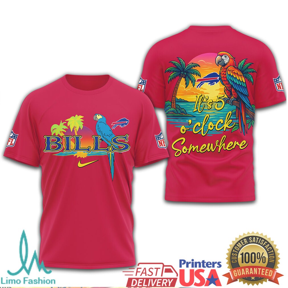 NFL Buffalo Bills Margaritaville Tropical Parrot T Shirt It's 5 O'Clock Somewhere - Limotees LLC