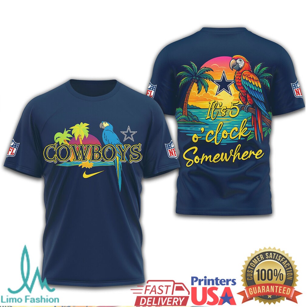 NFL Dallas Cowboys Margaritaville Tropical Parrot T Shirt It's 5 O'Clock Somewhere - Limotees LLC